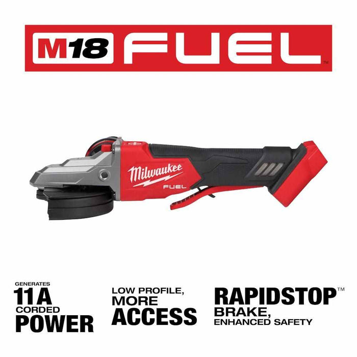 Milwaukee 2886-20 M18 FUEL™ 5" Flathead Braking Grinder, Paddle Switch No-Lock - 5