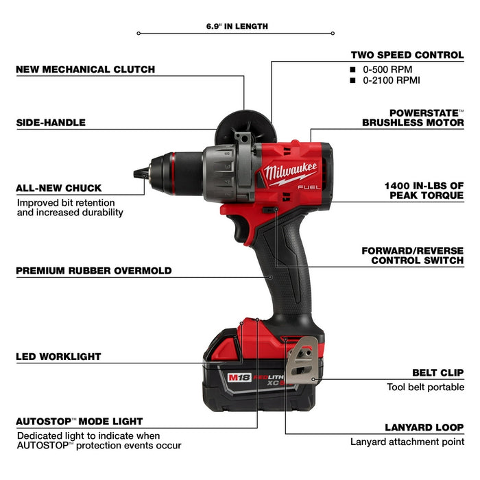 Milwaukee 2904-22 M18 FUEL 1/2" Hammer Drill/Driver Kit - 7