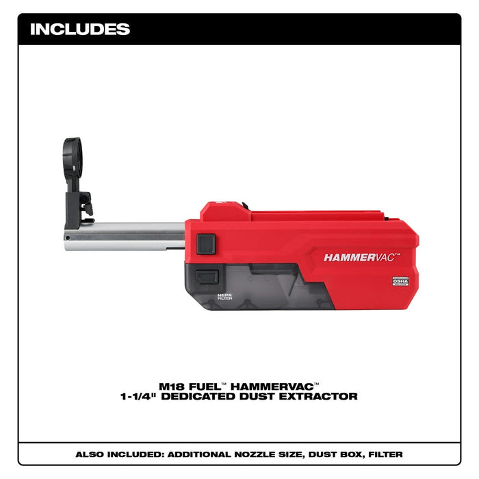 Milwaukee 2916-DE M18 FUEL HAMMERVAC 1-1/4" Dedicated Dust Extractor - 2