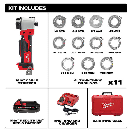 Milwaukee 2935AL-21 M18 Cable Stripper Kit for Al THHN / XHHW - 2