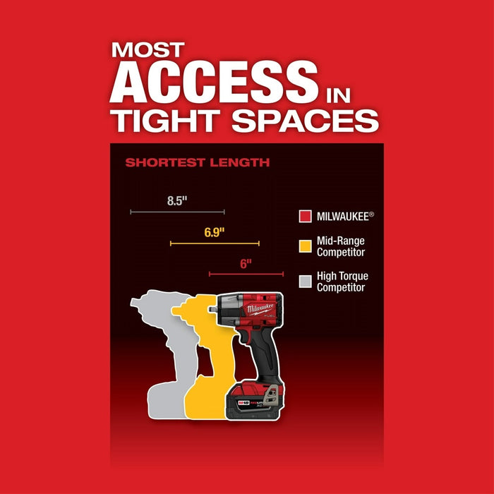 Milwaukee  2960-22  "M18 FUEL™ 3/8 " Mid-Torque Impact Wrench w/ Friction Ring Kit " - 6
