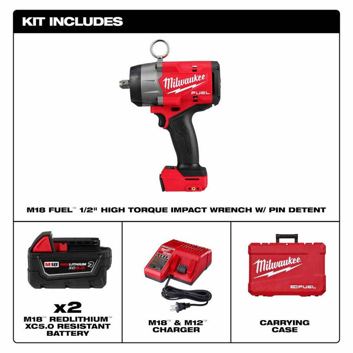 Milwaukee 2966-22 M18 FUEL 1/2" High Torque Impact Wrench w/ Pin Detent Kit - 2