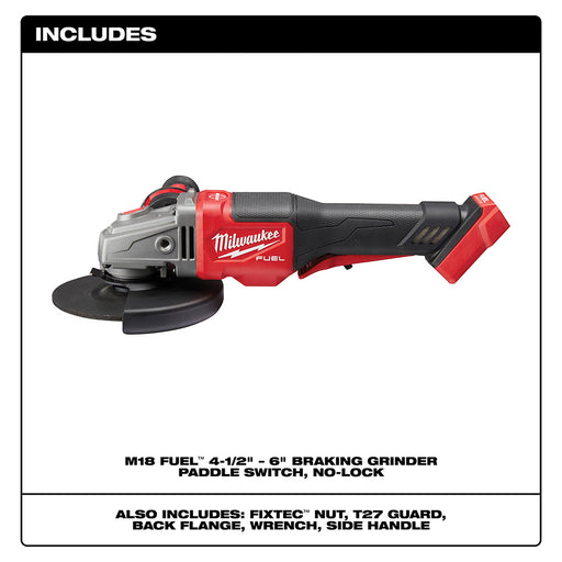 Milwaukee 2980-20 M18 FUEL 4-1/2" - 6" GRINDER, PADDLE SWITCH NO-LOCK, Bare - 2