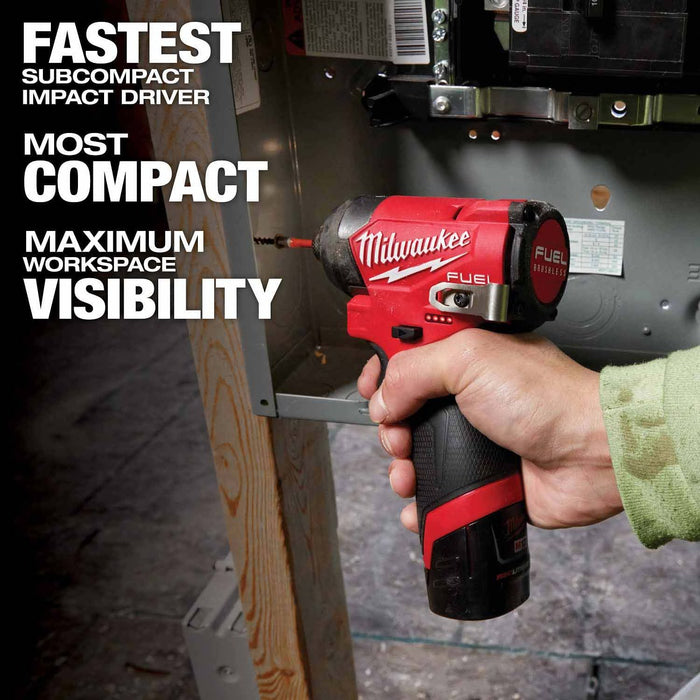 Milwaukee 3497-25 M12 FUEL 12-Volt Lithium-Ion Cordless 5-Tool Combo Kit w/(2) Batteries and Bag - 5