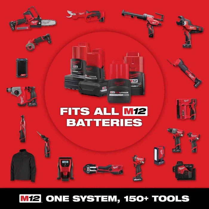 Milwaukee 3497-25 M12 FUEL 12-Volt Lithium-Ion Cordless 5-Tool Combo Kit w/(2) Batteries and Bag - 12