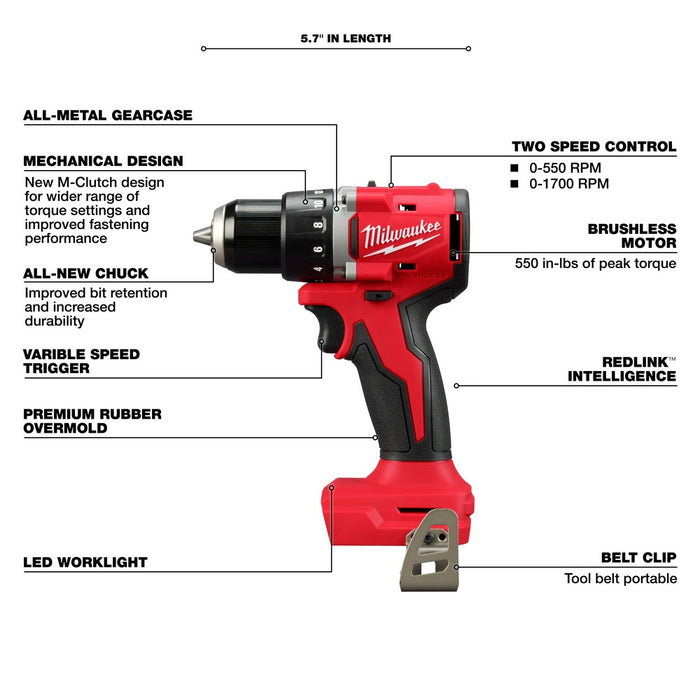 Milwaukee 3601-20 M18 Compact Brushless 1/2" Drill/Driver - 4