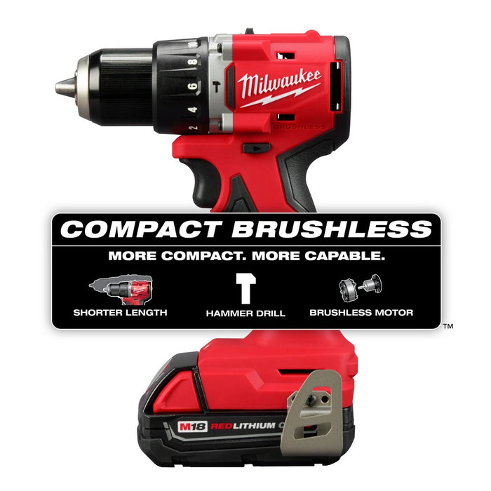 Milwaukee 3602-22CT M18 Compact Brushless 1/2" Hammer Drill/Driver Kit - 2