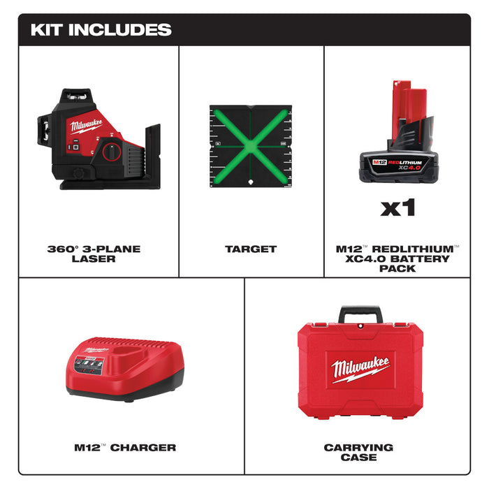 Milwaukee 3632-21 M12™ Green 360° 3-Plane Laser Kit - 7