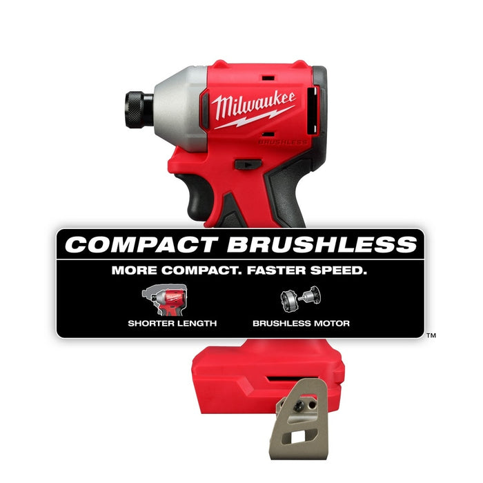 Milwaukee 3650-20 M18 Compact Brushless 1/4" Hex Impact Driver - 2