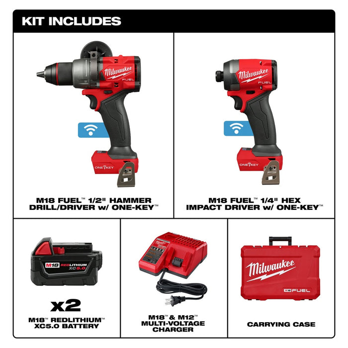 Milwaukee 3696-22 M18 FUEL  2-Tool Combo Kit w/ ONE-KEY - 3