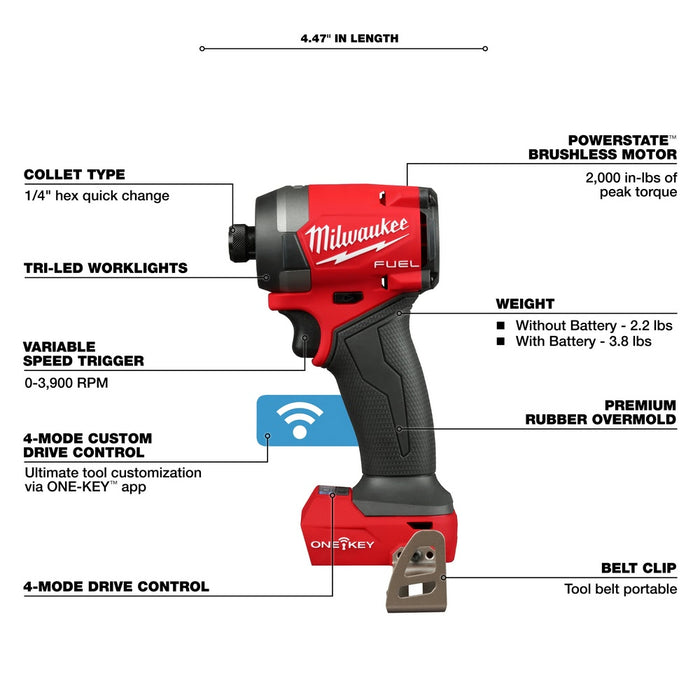 Milwaukee 3696-22 M18 FUEL  2-Tool Combo Kit w/ ONE-KEY - 5