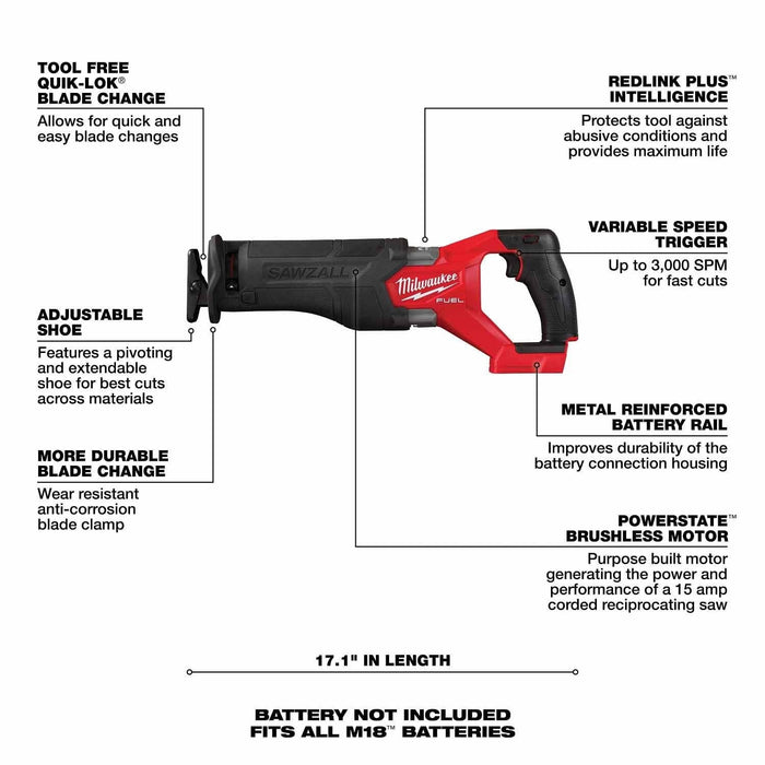 Milwaukee 3697-25 M18 FUEL 5-Tool Combo Kit - 11