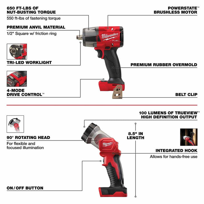 Milwaukee 3697-27 M18 Fuel 7-Tool Combo Kit - 11