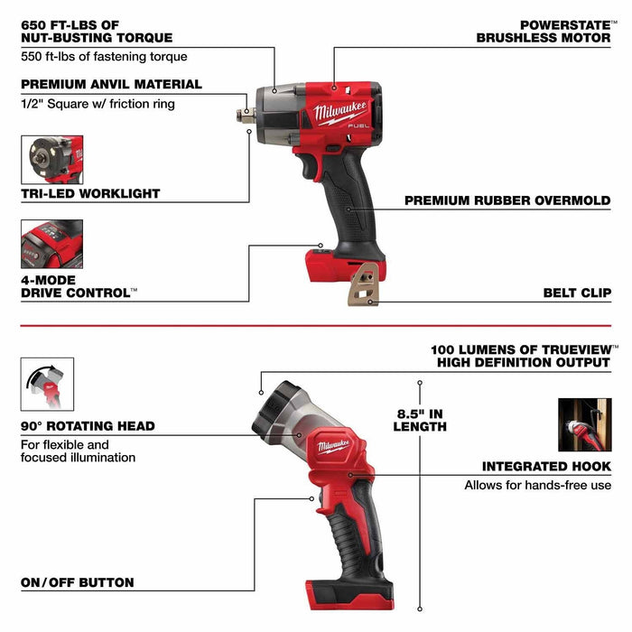 Milwaukee 3697-27 M18 Fuel 7-Tool Combo Kit - 11