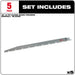 Milwaukee 48-00-1303 12" x 5TPI Wood Pruning Sawzall Blade 5-Pack - 2