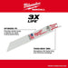 Milwaukee 48-00-5090 4" x 10TPI Bi-Metal Super Sawzall Blade 5-Pack - 6