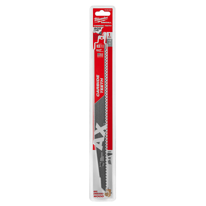 Milwaukee 48-00-5227 Sawzall Blade With Carbide Teeth, 12" 5T - 10