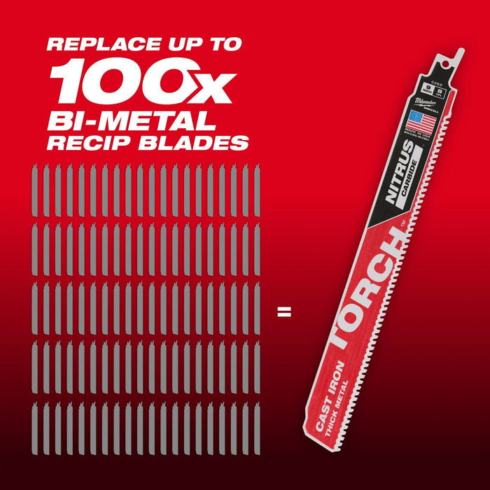 Milwaukee 48-00-5263 12" 7TPI The TORCH with NITRUS Carbide for Cast Iron SAWZALL  Blade 1PK - 4
