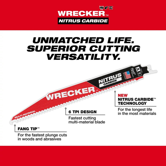 Milwaukee 48-00-5271 6" 6TPI The Wrecker with Nitrus Carbide 1PK - 6