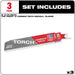 Milwaukee 48-00-5301 6" 7TPI Torch Metal Cutting Sawzall Blade with Carbide Teeth, 3 Pack - 2