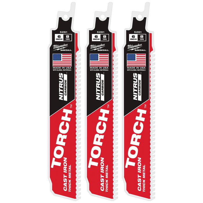 Milwaukee 48-00-5361 6" 7TPI The TORCH with NITRUS CARBIDE for CAST IRON 3PK