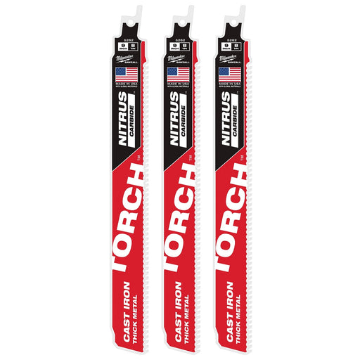 Milwaukee 48-00-5362 9" 7TPI The TORCH with NITRUS CARBIDE for CAST IRON 3PK