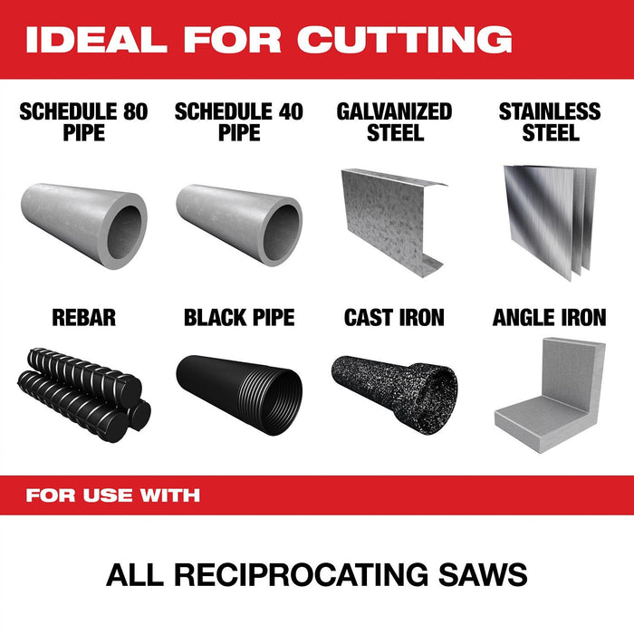 Milwaukee 48-00-5363 12” 7TPI The TORCH™ with NITRUS Carbide™ for Cast Iron SAWZALL®  Blade 3PK - 2