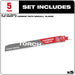 Milwaukee 48-00-5502 9" 7TPI Torch Metal Cutting Sawzall Blade with Carbide Teeth, 5 Pack - 2