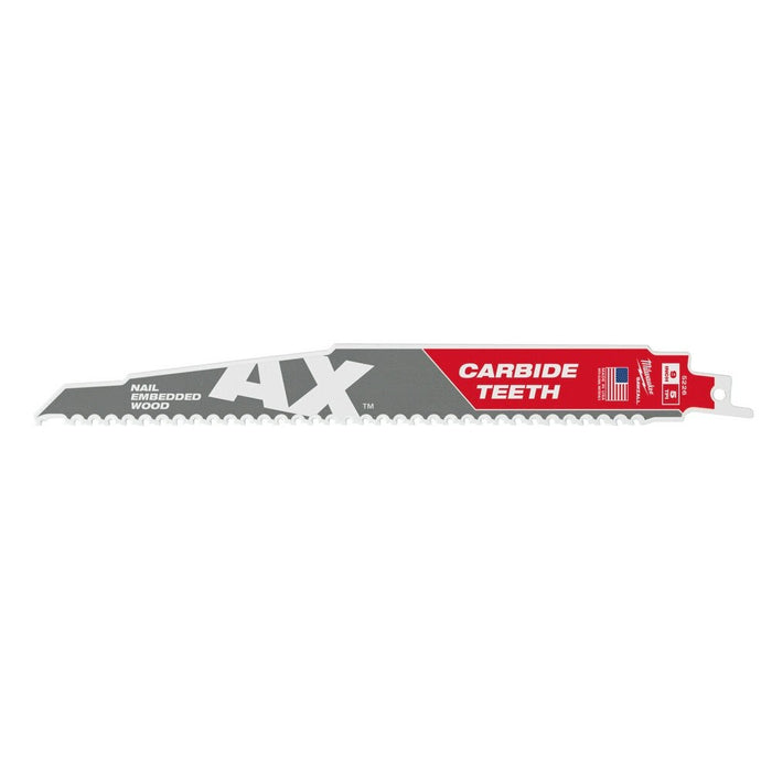 Milwaukee 48-00-5526 9" 5TPI AX with Carbide Teeth Sawzall Blade, 5 Pack