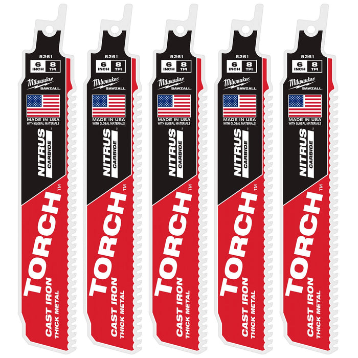 Milwaukee 48-00-5561 6" 7TPI The TORCH with NITRUS CARBIDE for CAST IRON 5PK