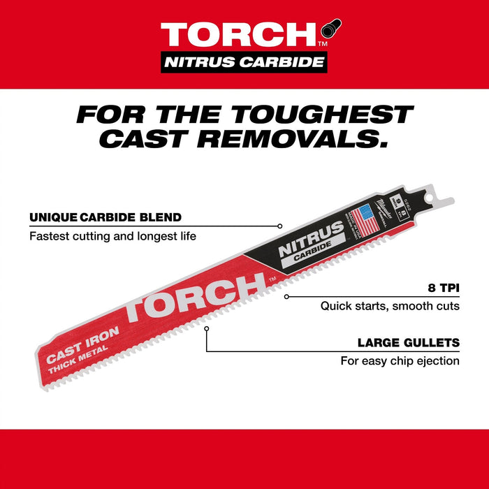Milwaukee 48-00-5561 6" 7TPI The TORCH with NITRUS CARBIDE for CAST IRON 5PK - 5