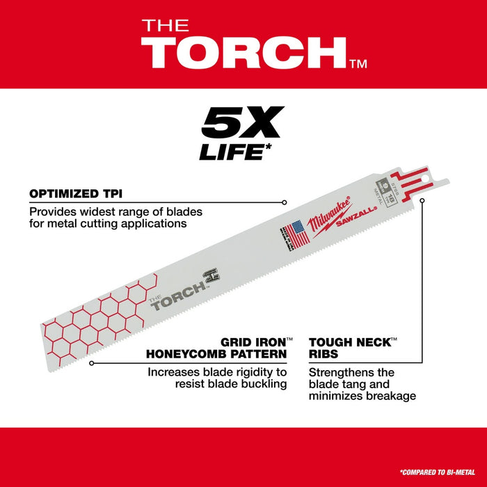 Milwaukee 48-00-8788 9" x 18TPI Super Sawzall Demolition Torch Blades 25/pk - 11