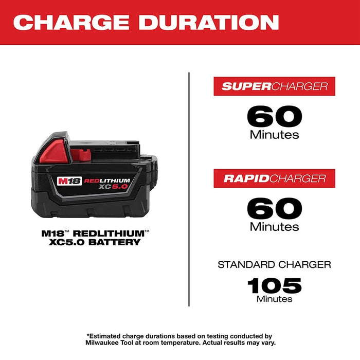 Milwaukee 48-11-1852 M18 REDLITHIUM XC 5.0 Extended Capacity Battery 2 Pack - 6