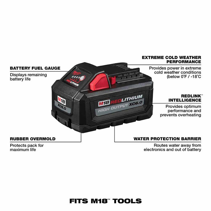 Milwaukee 48-11-1862 M18 REDLITHIUM High Output XC6.0 Battery 2-Pack - 5