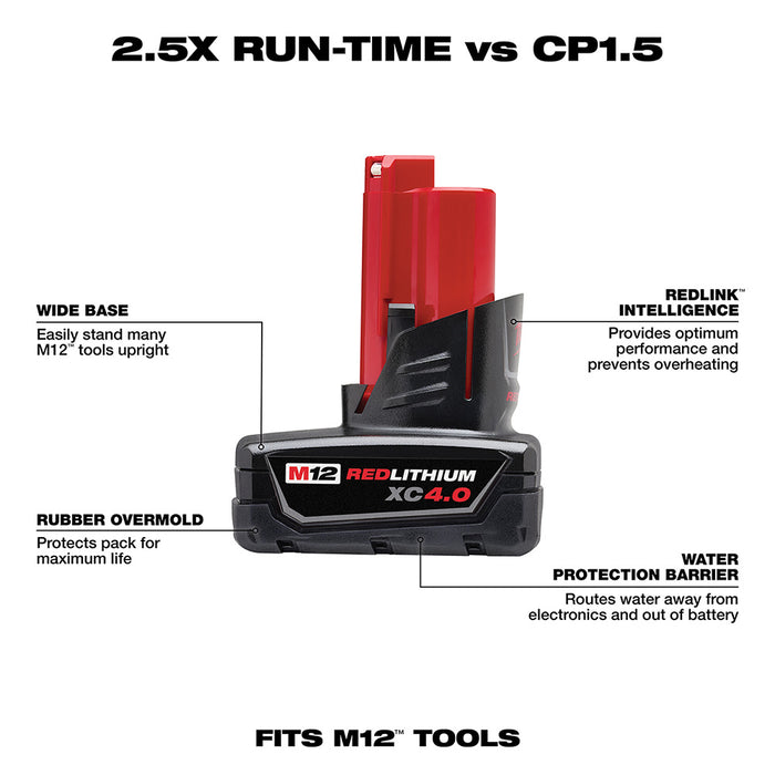 Milwaukee 48-11-2440 M12 REDLITHIUM XC 4.0 Extended Capacity Battery Pack - 2