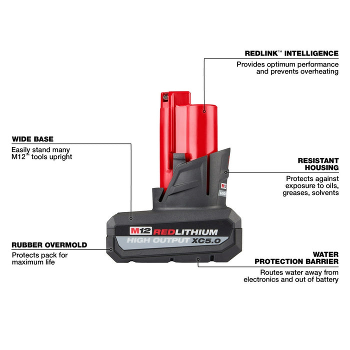 Milwaukee 48-11-2450 M12 REDLITHIUM HIGH OUTPUT XC5.0 Battery Pack - 3