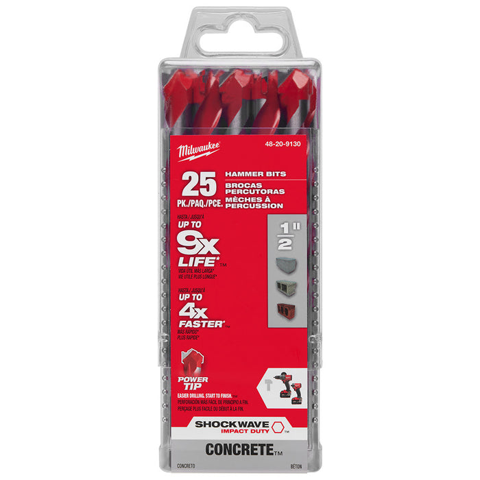 Milwaukee 48-20-9130 1/2" x 4" x 6" SHOCKWAVE™ Carbide Hammer Drill Bit Bulk 25PK - 10