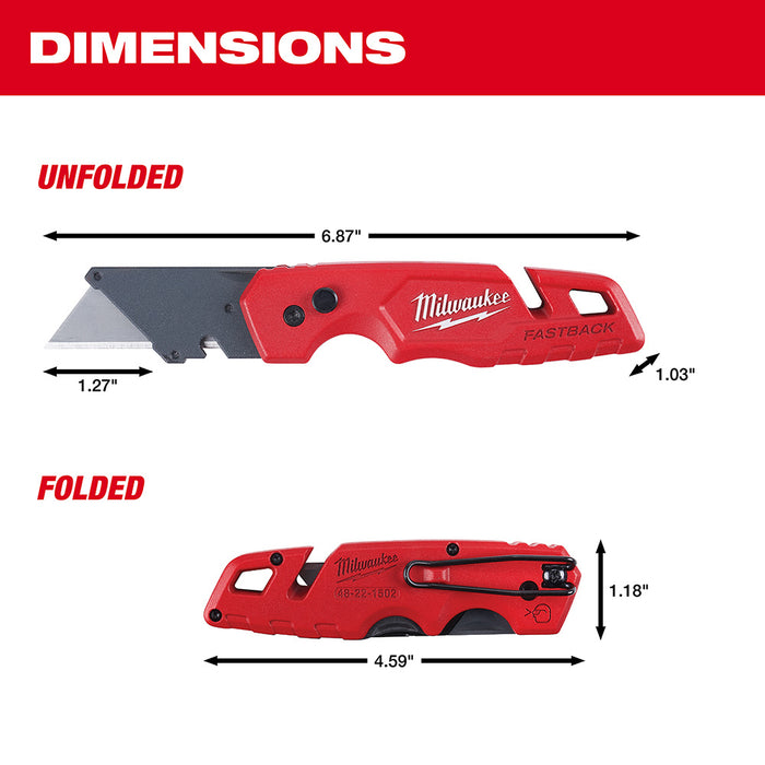 Milwaukee 48-22-1502 FASTBACK Folding Utility Knife w/ Blade Storage - 7