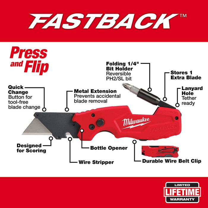 Milwaukee 48-22-1505 FASTBACKTM 6in1 Folding Utility Knife - 3