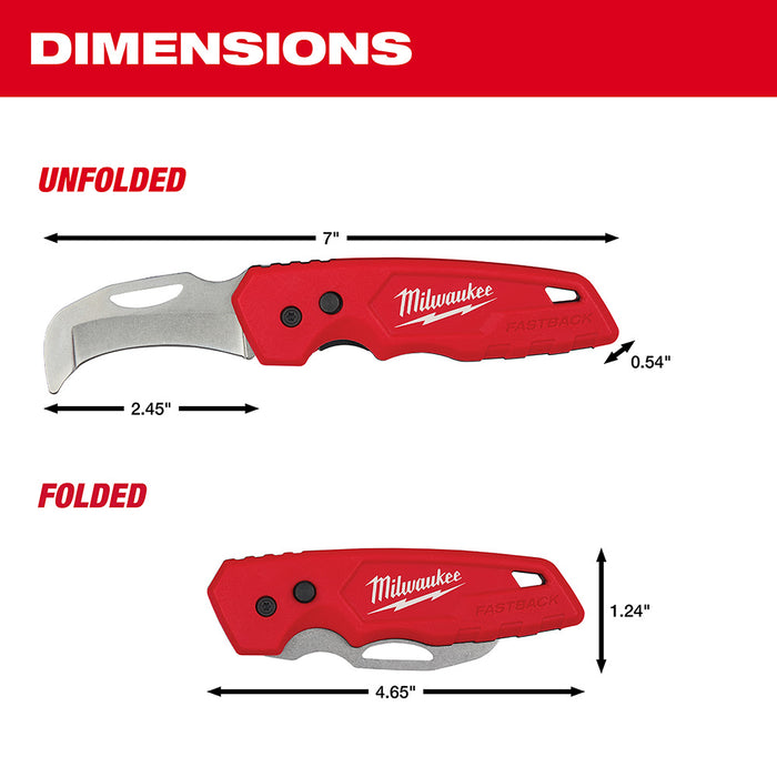 Milwaukee 48-22-1526 FASTBACK Blunt Tip Hawkbill Folding Pocket Knife - 3