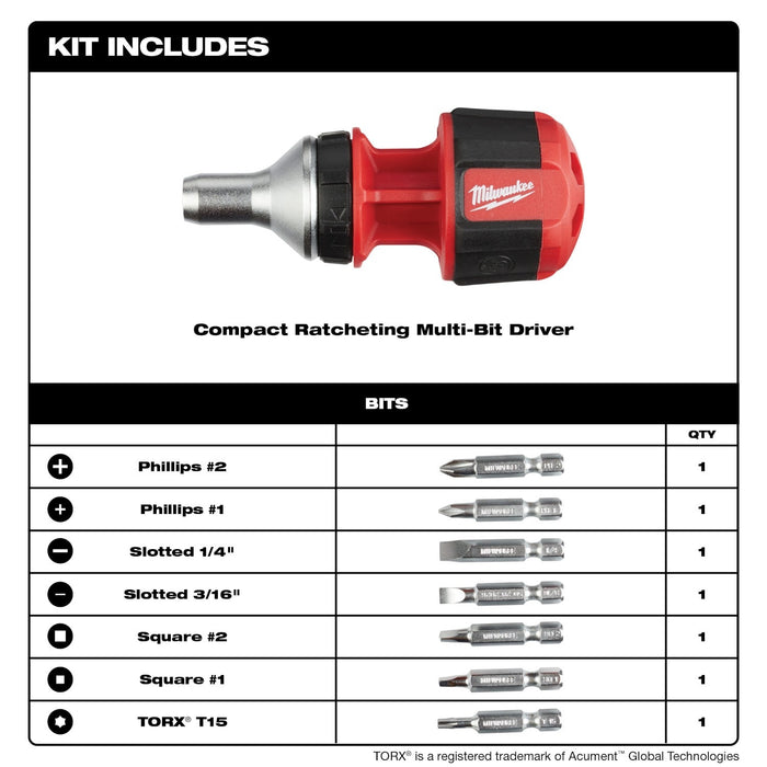 Milwaukee 48-22-2330 8-in-1 Compact Ratcheting Multi-bit Driver - 7