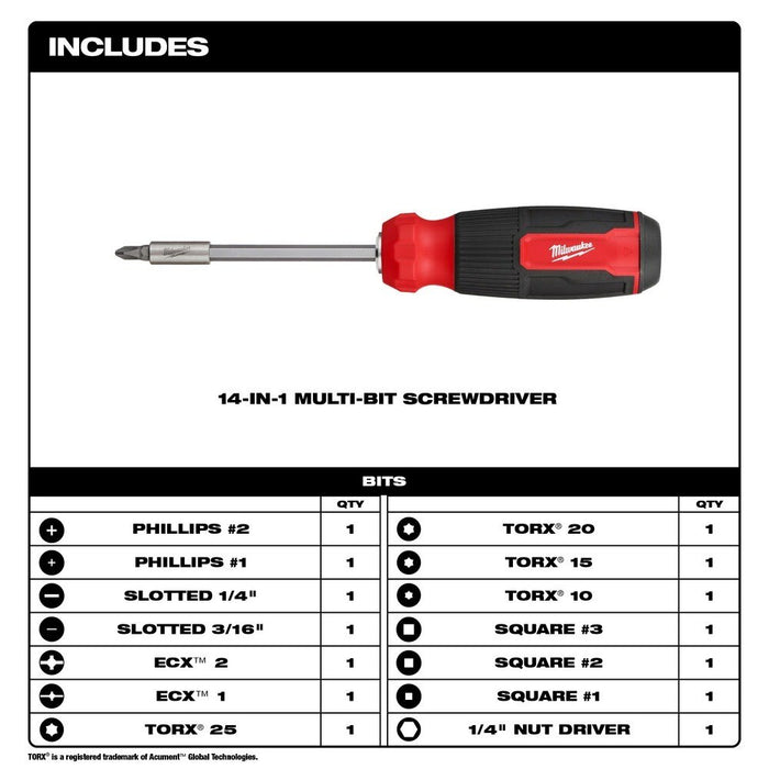 Milwaukee 48-22-2900 14-in-1 Multi-Bit Screwdriver - 2