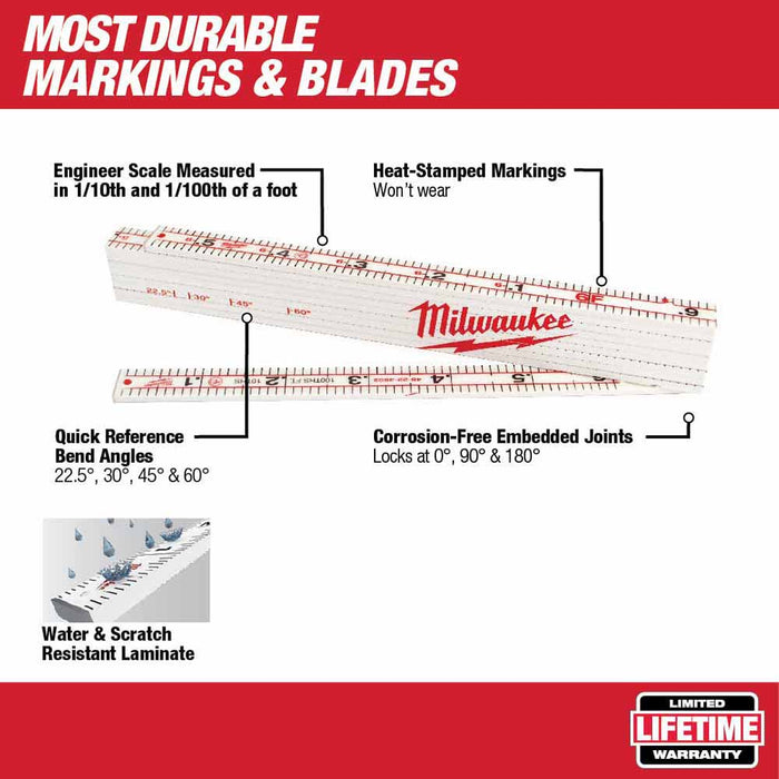 Milwaukee 48-22-3802 Engineer's Composite Folding Rule - 2