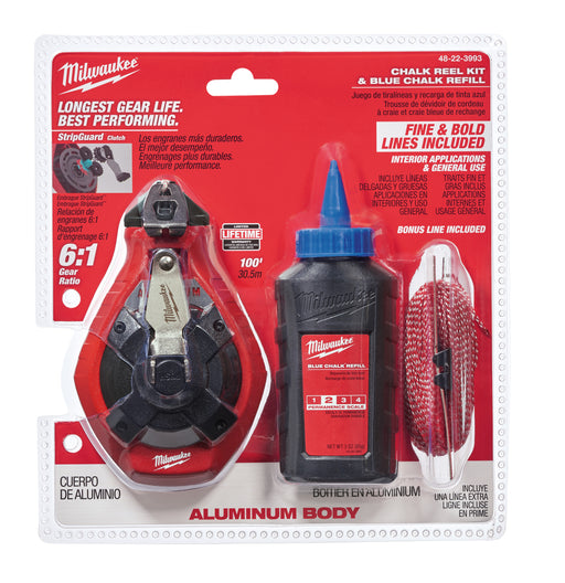 Milwaukee 48-22-3993 100 Ft. Precision Line Chalk Reel Kit with Bonus Bold Line and Blue Chalk