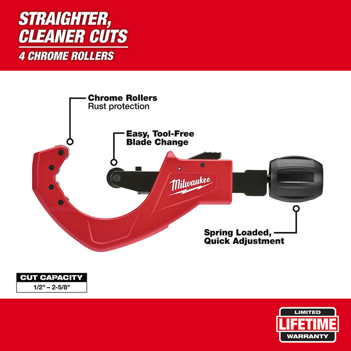 Milwaukee 48-22-4253 2-1/2" Quick Adjust Copper Tubing Cutter - 2