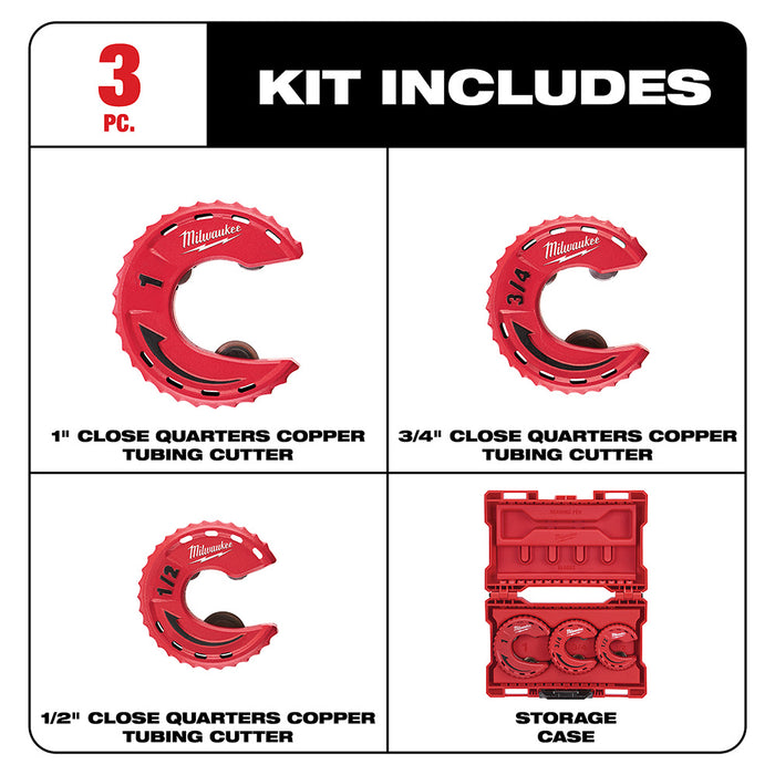 Milwaukee 48-22-4263 3pc Close Quarters Tubing Cutter Set, 1/2", 3/4", 1" - 2