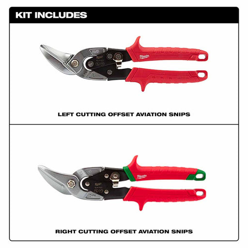 Milwaukee 48-22-4523 2 Piece Offset Aviation Snip Set - 2