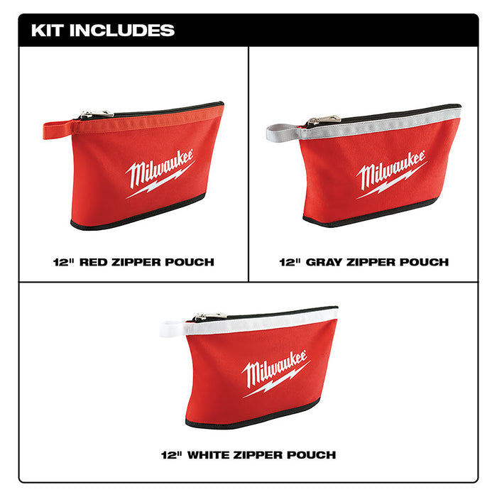 Milwaukee 48-22-8193 3 PK Colored Zippered Pouches - 3