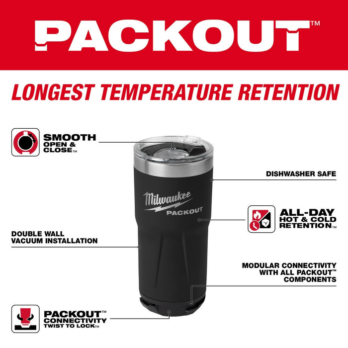 Milwaukee 48-22-8392B PACKOUT 20oz Tumbler - Black - 2