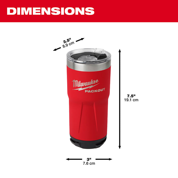 Milwaukee 48-22-8392R PACKOUT 20oz Red Tumbler - 3